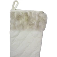 20.5" Quilted Velvet Cream Christmas Stocking