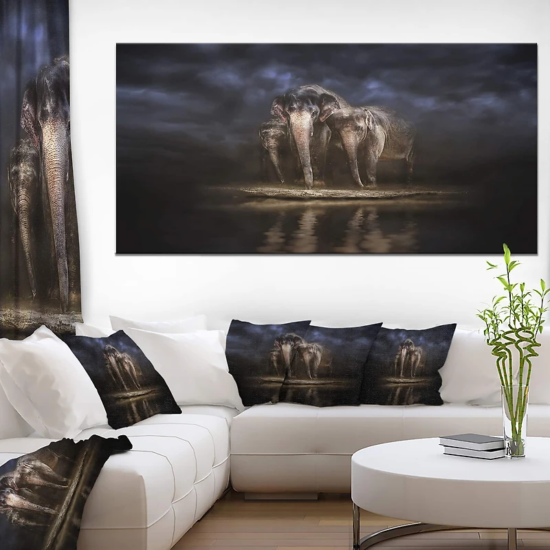 Designart - Elephants Watering in the River