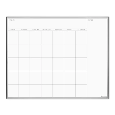 U Brands Silver Aluminum 20" x 16" Framed Magnetic Dry Erase Calendar Board