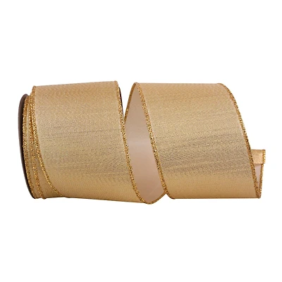 JAM Paper 2.5" x 10yd. Gold Lame Wired Edge Ribbon
