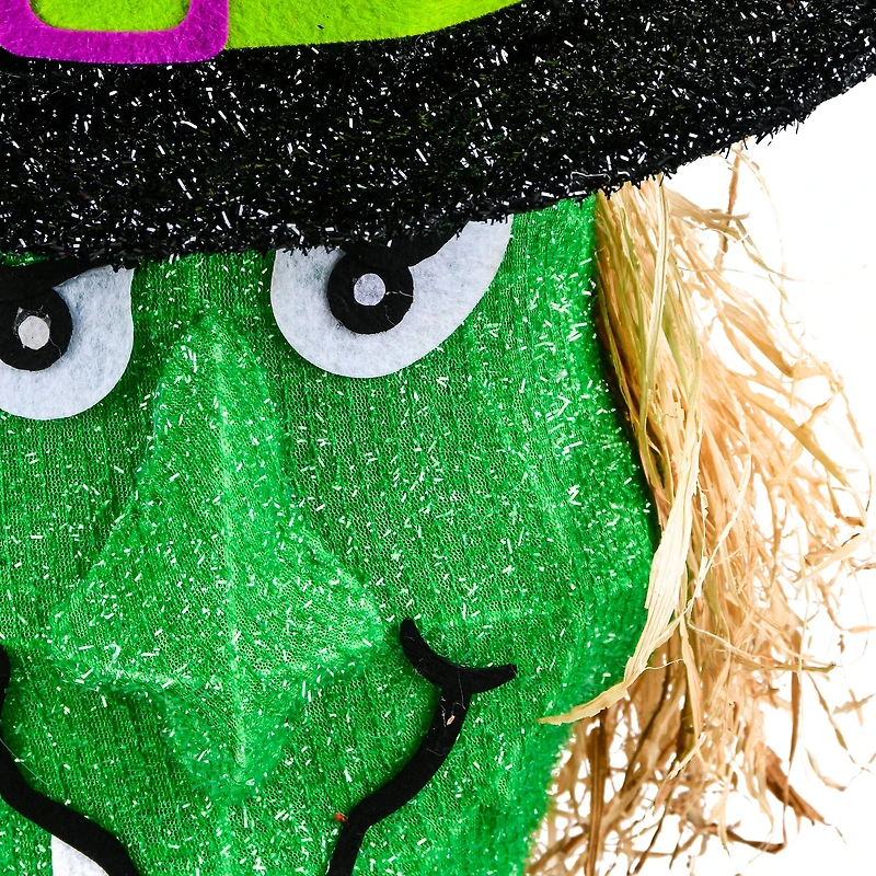 39'' Pre-Lit Green Witch with Broom Halloween Décor