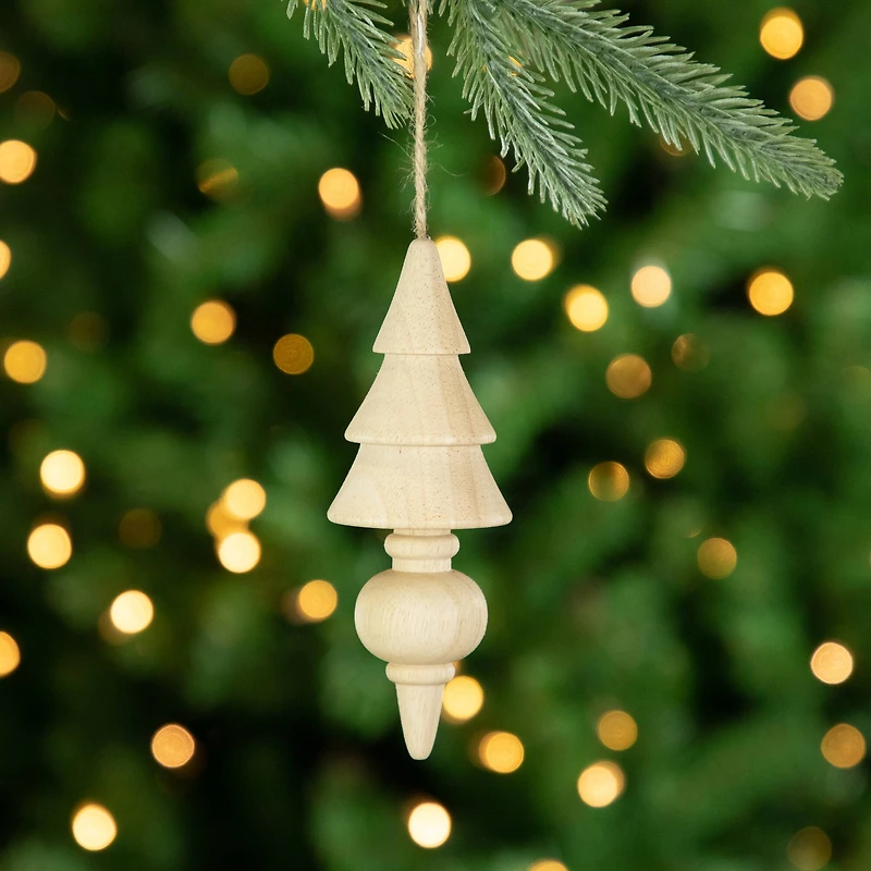 3ct. Natural Trees Wooden Christmas Ornaments