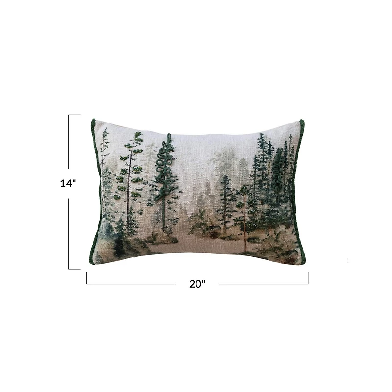 Hello Honey® 20" Embroidered Trees Cotton Lumbar Pillow