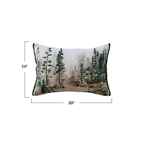 Hello Honey® 20" Embroidered Trees Cotton Lumbar Pillow