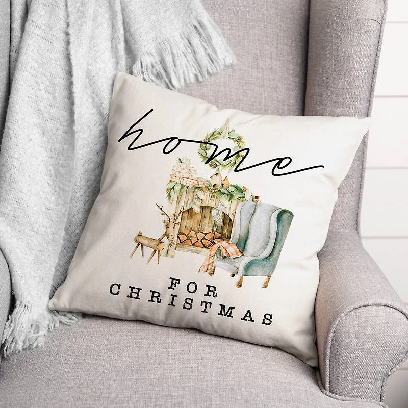 Home For Christmas Quilt Throw Pillow