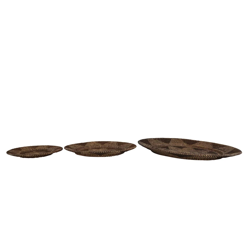 Brown Wicker Traditional Circle Wall Décor Set