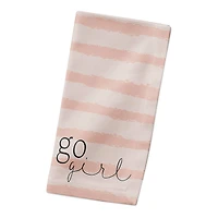 Go Girl Pink Stripes on Cream 10" x 10" Cotton Twill Napkin
