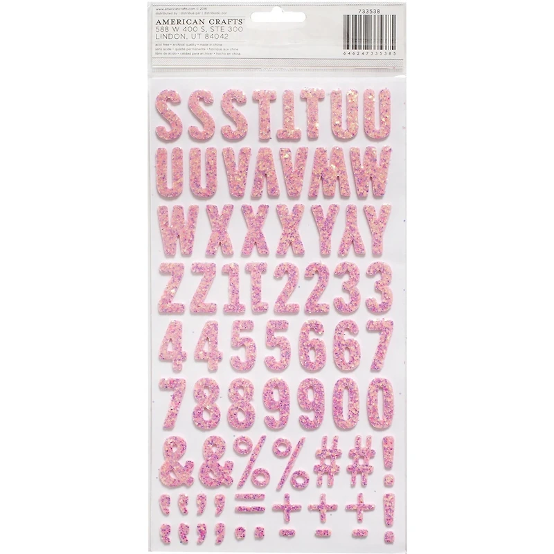 Thickers™ Pink Glitter Foam Alphabet Stickers