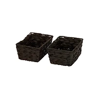 Household Essentials Dark Brown Wicker Storage Basket Set