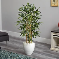 4ft. Bamboo Tree in White Oval Planter