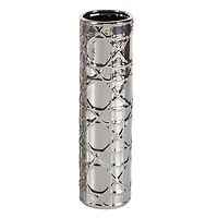 12" Silver Ceramic Glam Vase Set