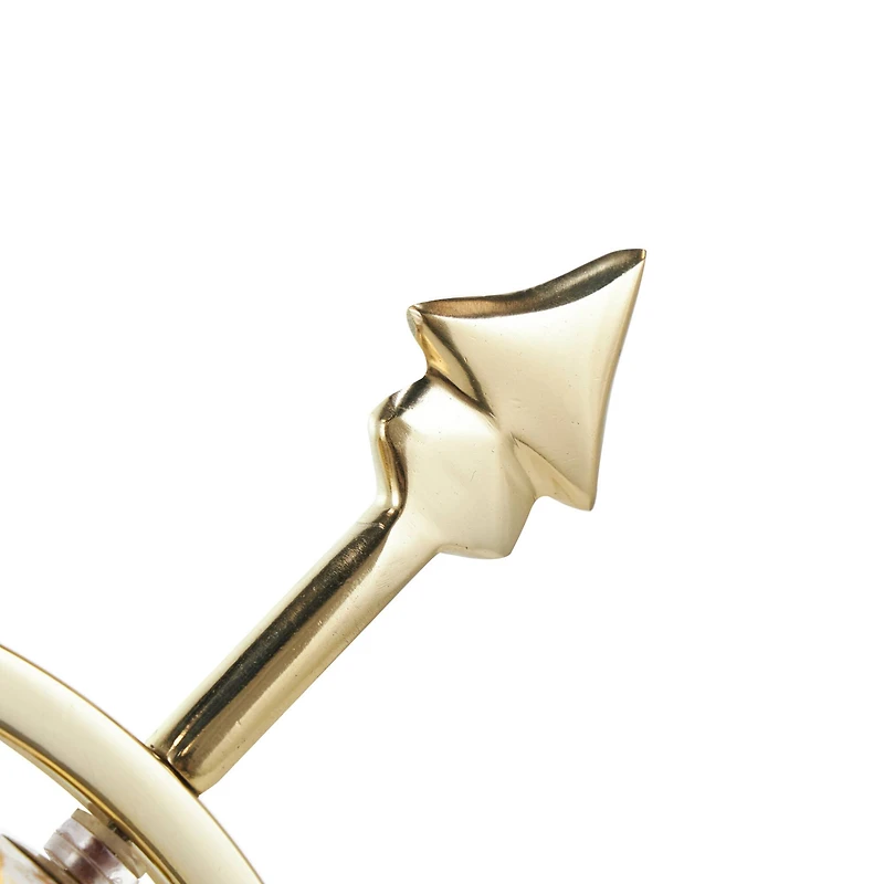 White & Gold Aluminum Tabletop Globe in Arrow Stand