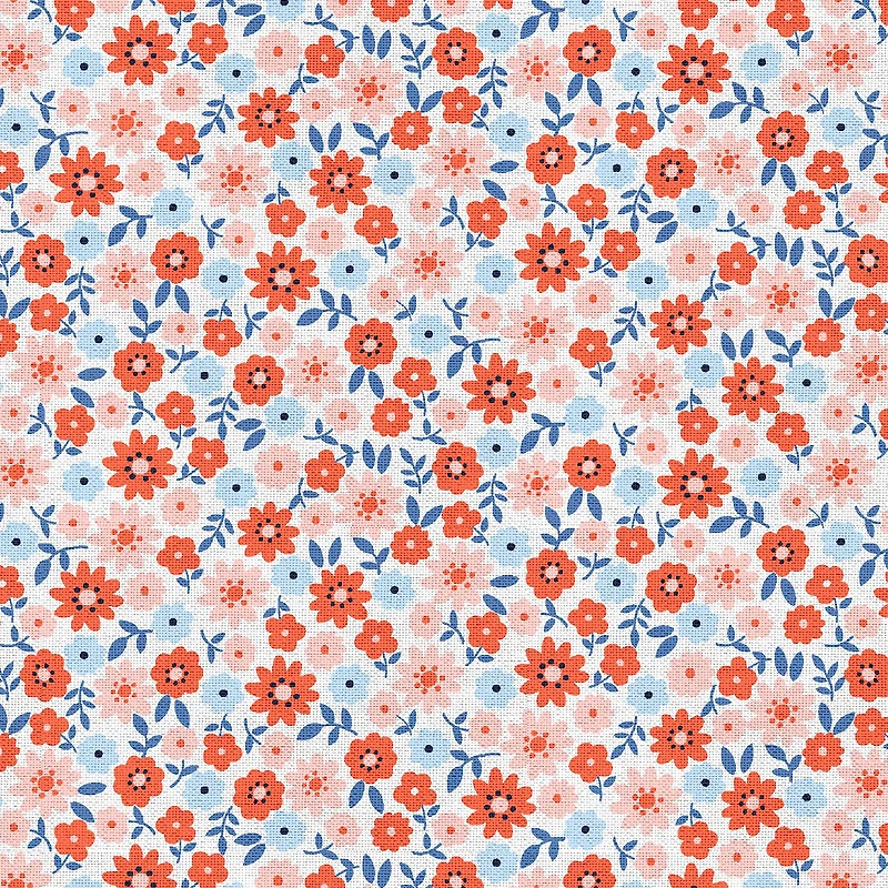 Fabric Editions White Carolina Floral Buds Cotton Fabric