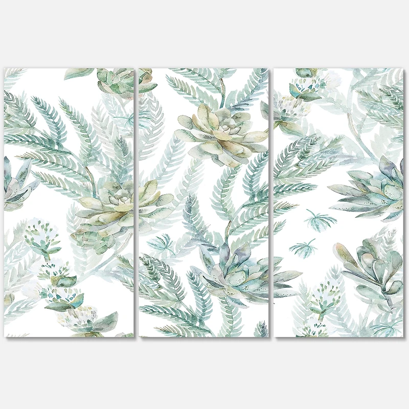 Designart - Floral Seamless Pattern Succulents Ferns Thorns
