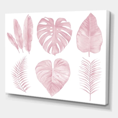 Designart - Tropical Pink Watercolour Leaves I