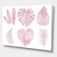 Designart - Tropical Pink Watercolour Leaves I