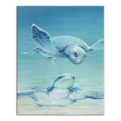 Sea Turtles Swimming 16" x 20" Canvas Wall Art