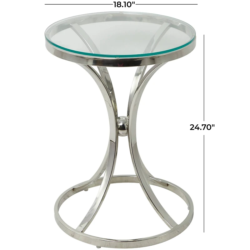 Silver Stainless Steel Contemporary Accent Table, 18" x 18" x 25"