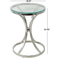 Silver Stainless Steel Contemporary Accent Table, 18" x 18" x 25"