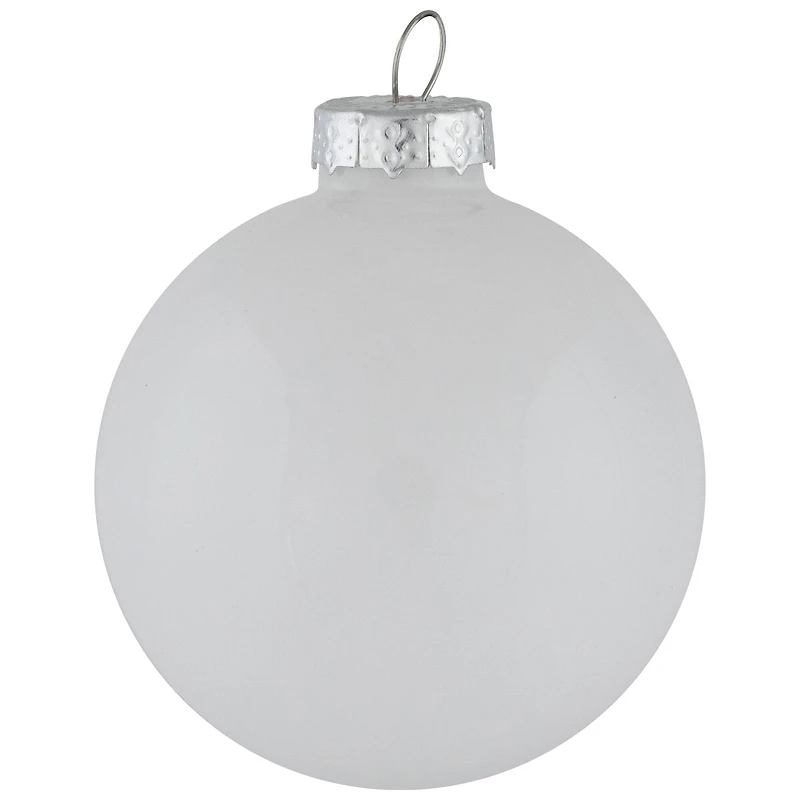 9ct. 2.5" Shiny and Matte White Glass Ball Christmas Ornaments