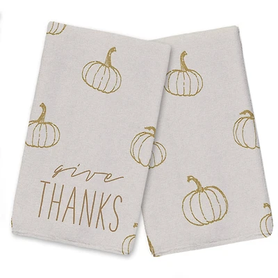Give Thanks Mustard Pumpkin Tea Towel Set