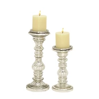 Silver Metal Traditional Candle Holder Set, 2ct.