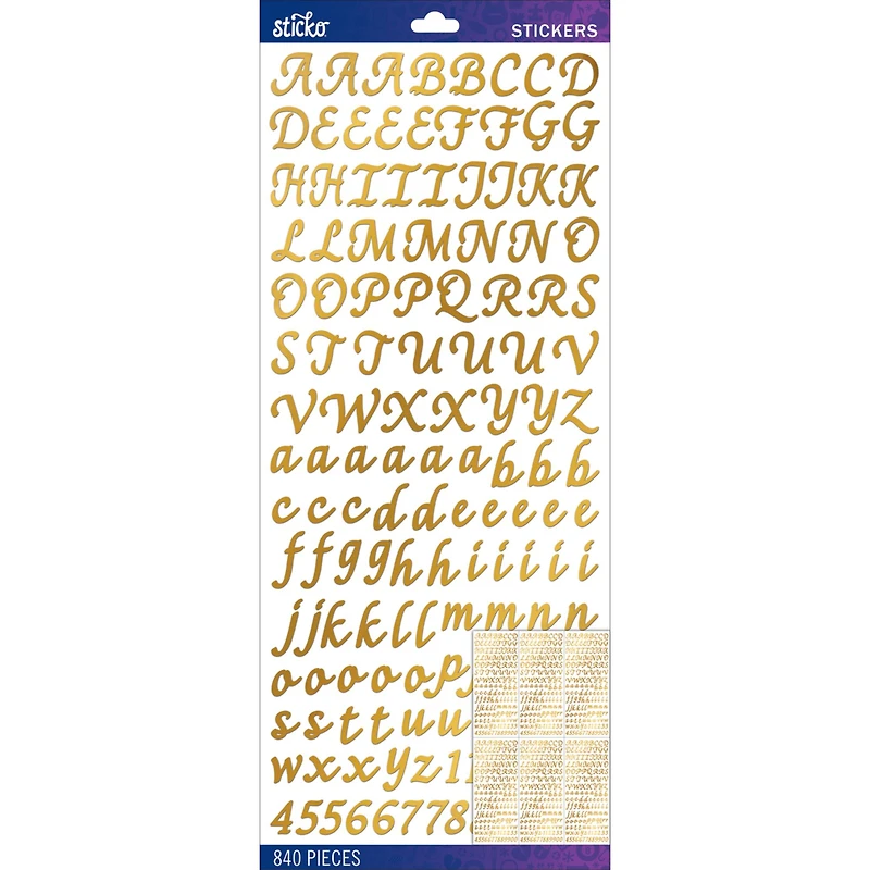 Sticko® Gold Foil Script Alphabet Stickers