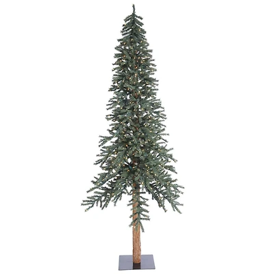 8ft. Pre-Lit Natural Bark Alpine Artificial Christmas Tree, Clear Lights