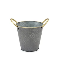 Metal Aztec Pail Planter Set