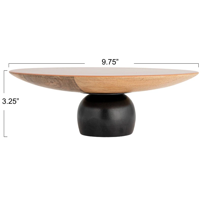 Hello Honey® 9.75" Brown & Black Enameled Mango Wood Kitchen Pedestal