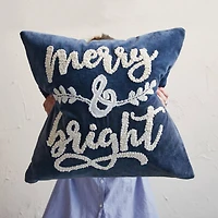 Hello Honey® Navy & White Merry & Bright Cotton Velvet Throw Pillow