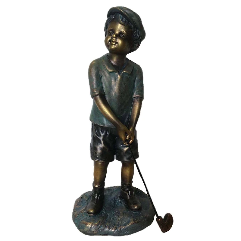 Santa's Workshop 13" Boy Playing Golf Statue