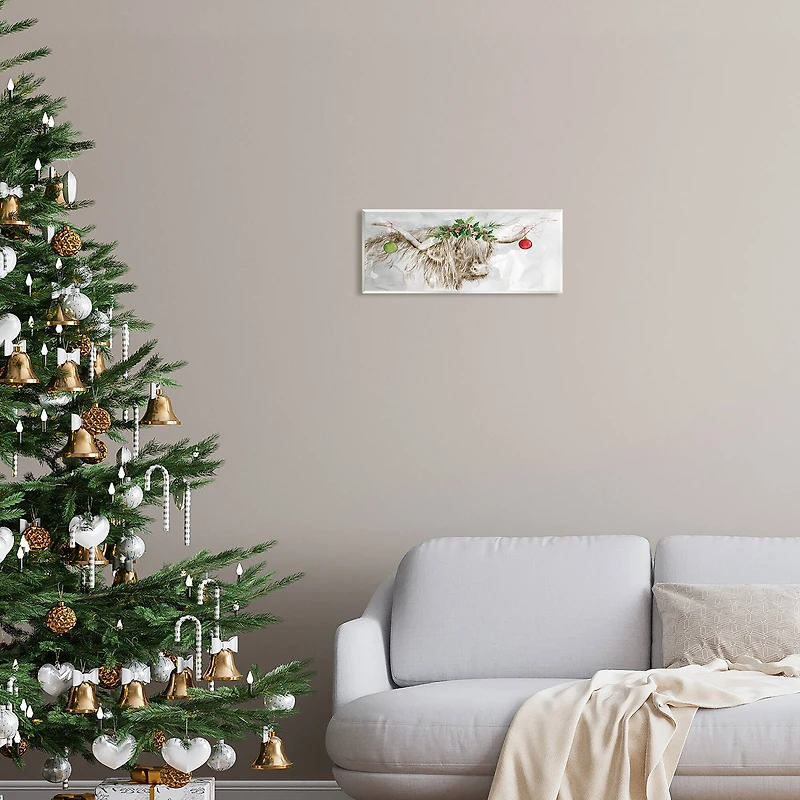 Stupell Industries Cattle with Christmas Ornaments Wall Art