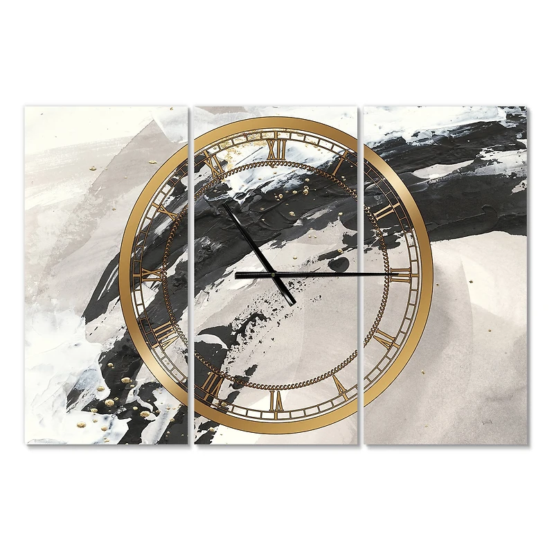 Designart Glam Painted Arcs IV Modern 3 Panel Wall Clock