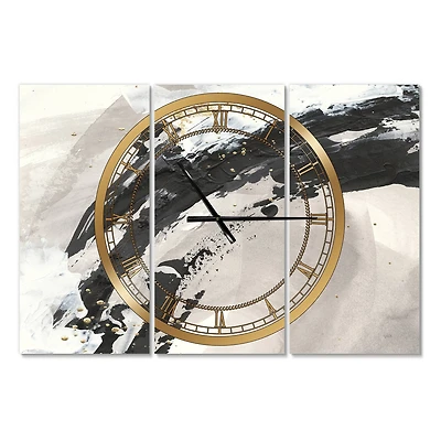 Designart Glam Painted Arcs IV Modern 3 Panel Wall Clock