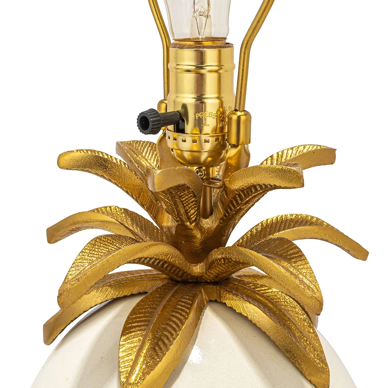 Hello Honey® 22" White & Gold Tropical Table Lamp with Pineapple Detail