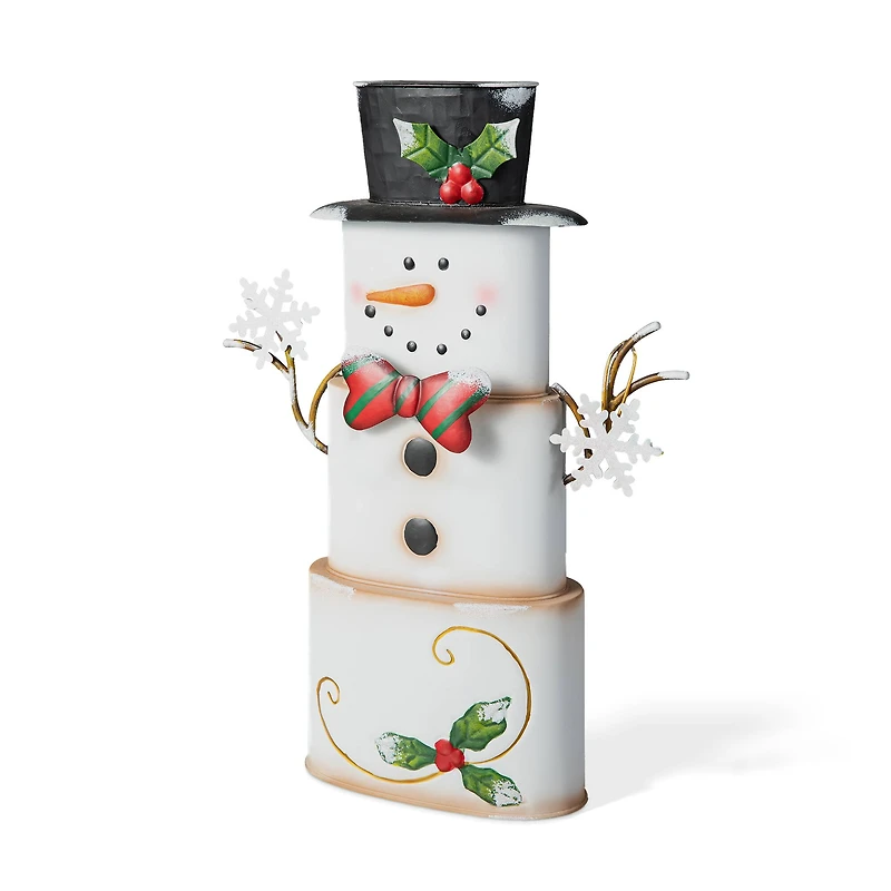 Glitzhome® 17" Metal Stacked Box Snowman Table Décor