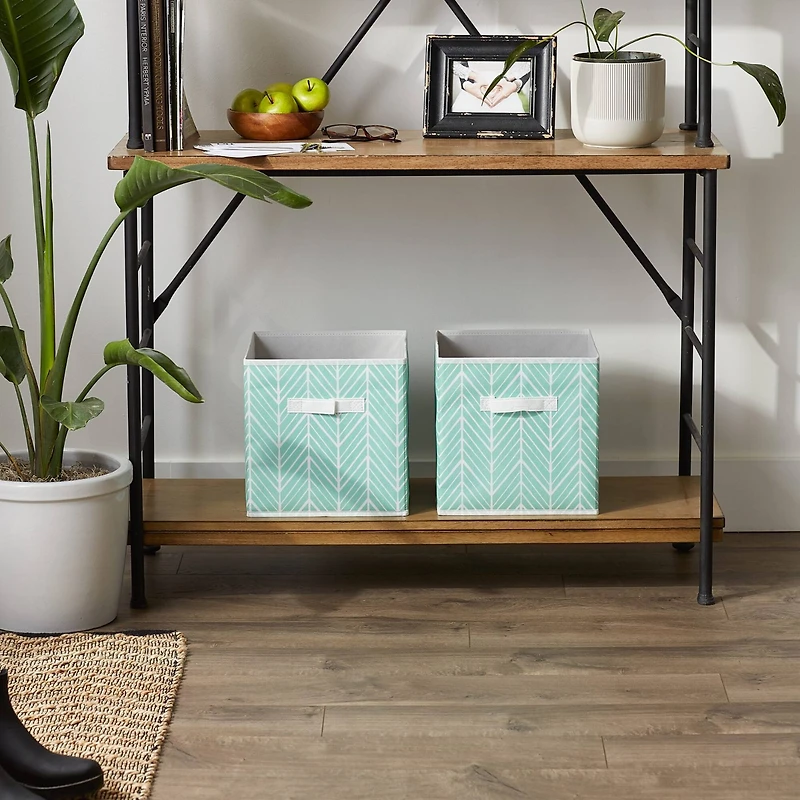 DII® 11" Aqua Herringbone Storage Cube, 2ct.