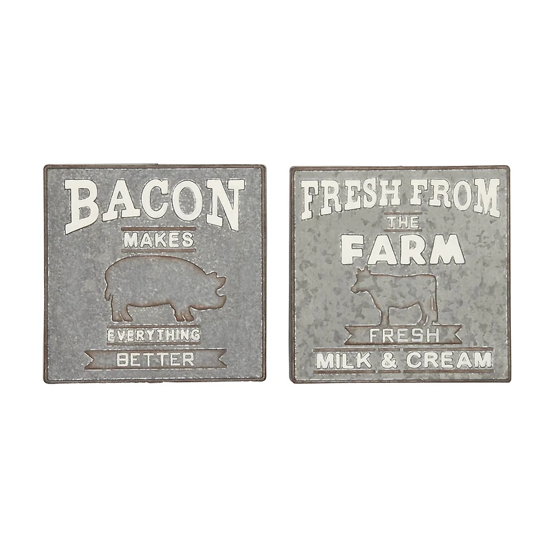 Gray Metal Farmhouse Sign Wall Décor Set