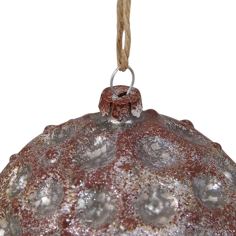 3.5" Silver Mercury Distressed Glass Ball Ornament