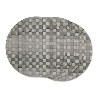 DII® Reversible Round Basket Weave Woven Placemats