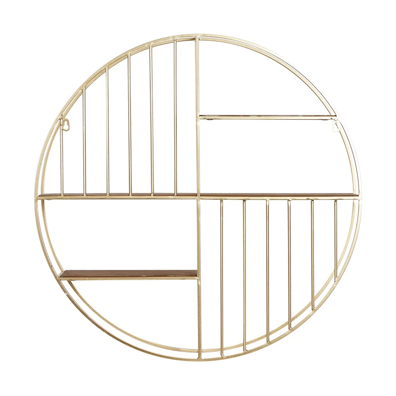 Gold Metal Modern Wall Shelf, 28" x 28" x 7"