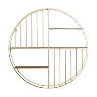 Gold Metal Modern Wall Shelf, 28" x 28" x 7"