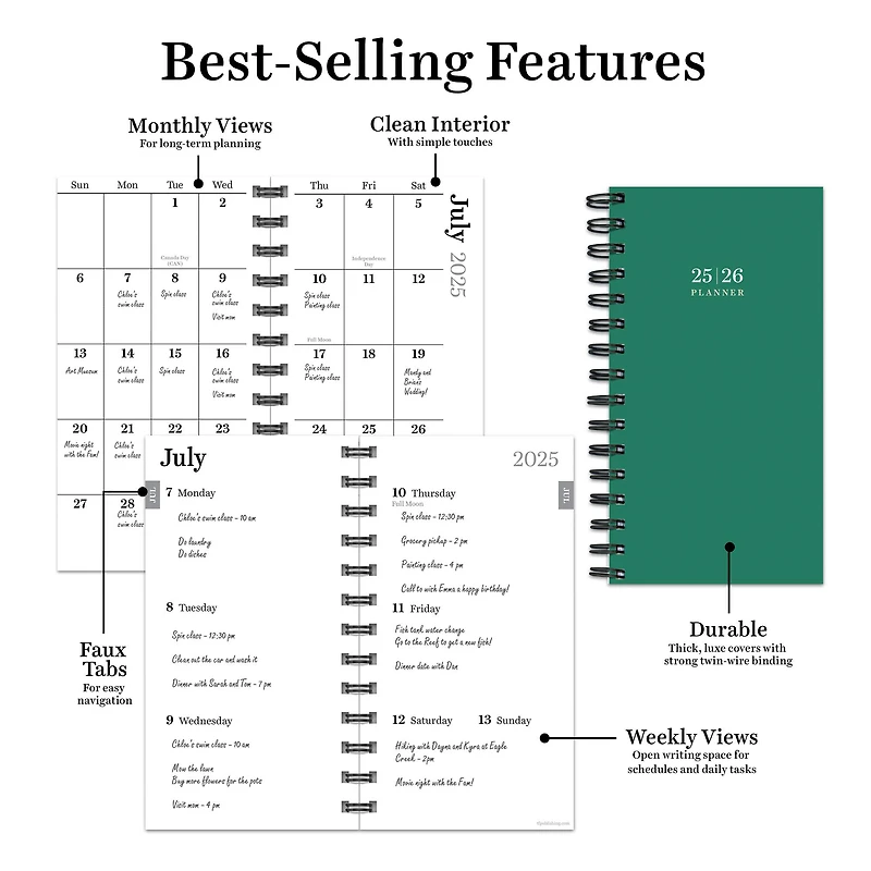 TF Publishing 2025-2026 Grass Green Small Weekly/Monthly Planner
