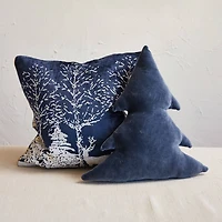 Hello Honey® 18" Blue Cotton Velvet Tree-Shaped Throw Pillow