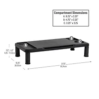 Mind Reader Monitor Stand, Laptop Riser, Desktop Organizer, Office, Plastic, Set of 2, Black