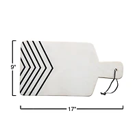 Hello Honey® 17" White and Black Chevron Marble Cheese/Cutting Board