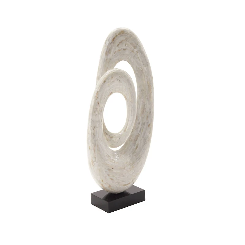 30" White Polystone Abstract Sculpture