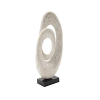 30" White Polystone Abstract Sculpture