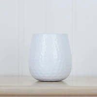 6.5" White Oval Shaped Iron Planter